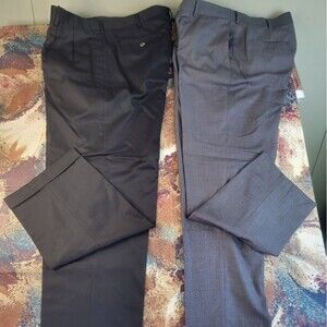 2 Pair Lot Mens Perry Ellis Portfolio Dress Slacks 1 Black 1 Gray